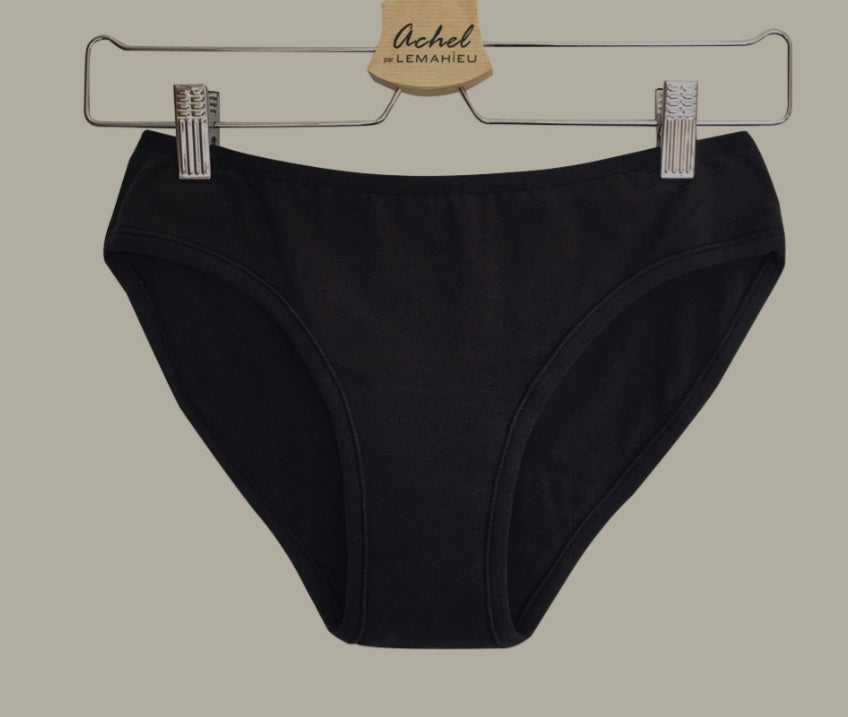 Culotte menstruelle noir coton bio Lemahieu