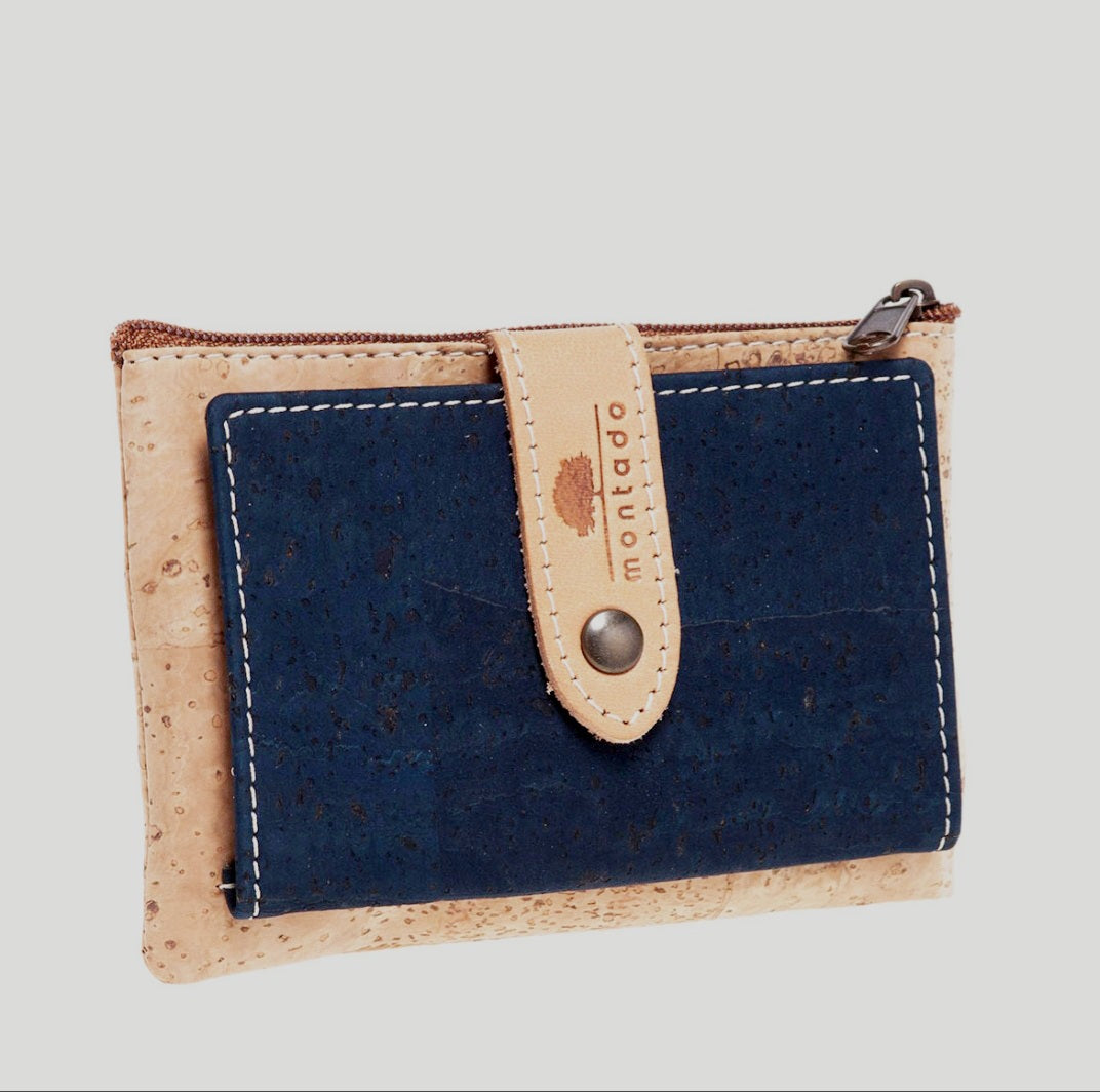 Petit Porte-feuille en liège MONTADO bleu marine