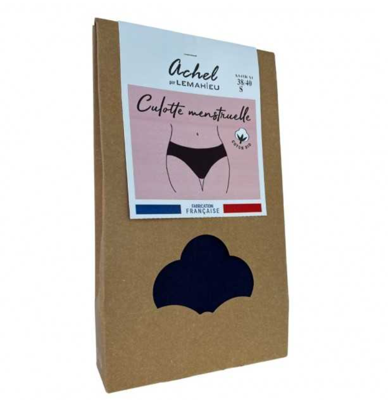 Culotte menstruelle bleu marine coton bio Lemahieu