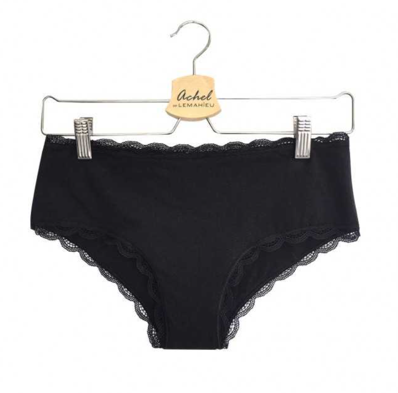 Culotte menstruelle coton bio Lemahieu - shorty noir