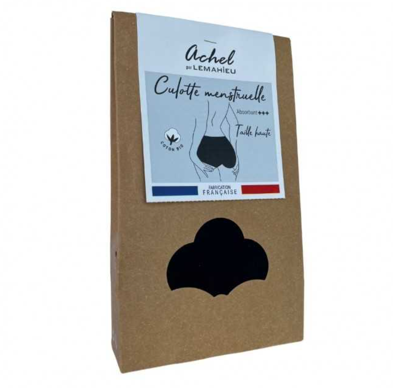 Culotte menstruelle coton bio Lemahieu - Taille haute Noir