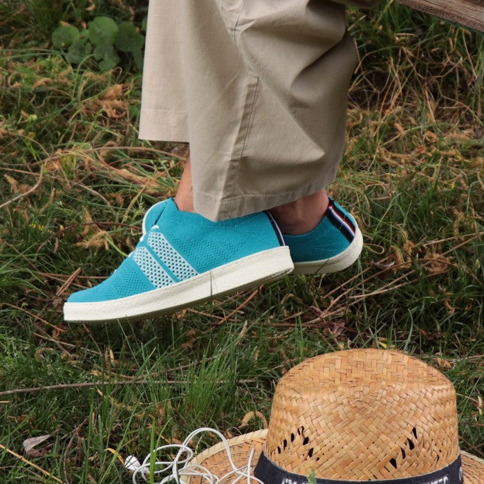 Ector turquoise rayé blanc